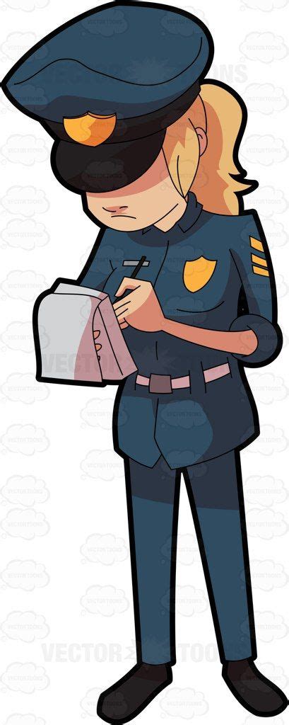 A Female Police Officer Writing Down A Ticket • Vector Graphics