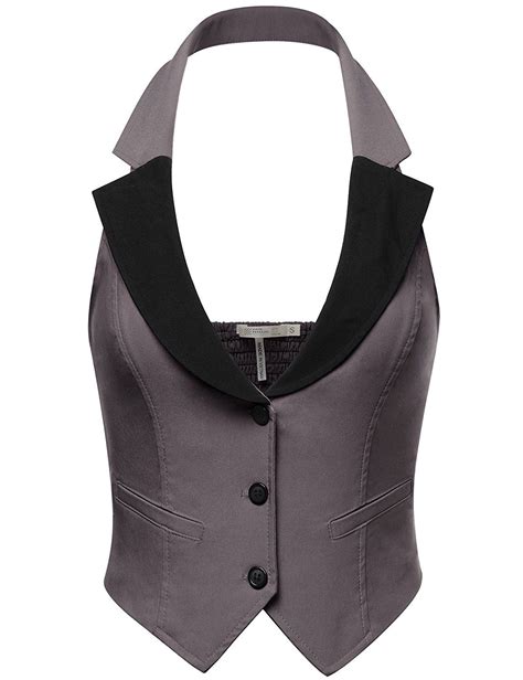 Fpt Womens Stretchy Cropped Halter Vest Charcoal Medium Halter Vest Fashion Vest Fashion