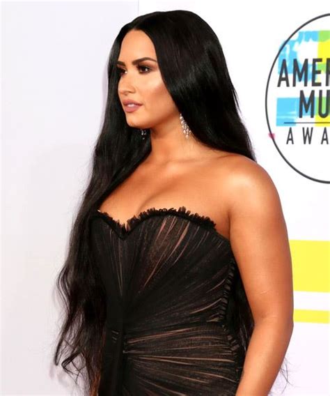 Demi Lovato Long Straight Black Hairstyle