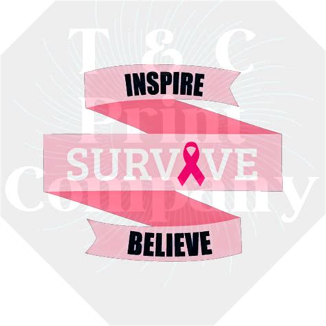 Inspire Survive Believe Breast Cancer Awareness Png Etsy