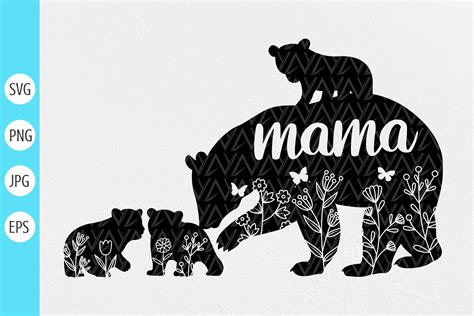Mama Bear With Three Cubs Graphic By DesignstyleAY Creative Fabrica
