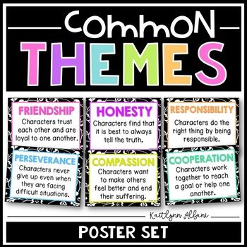According to baldick, a theme may be defined as a salient abstract idea that emerges from a literary work's treatment of its examples include dickens' great expectations and joyce's a portrait of the artist as a young man. Literary Themes Posters - Common Themes for Reading Comprehension