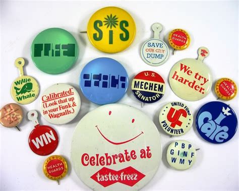 Vintage Pin Back Buttons Pinback Buttons 1960s And 1970s