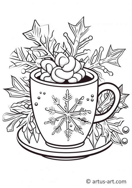 Snowflake With Hot Cocoa Coloring Page Free Download Artus Art
