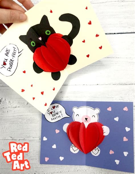 See a page about color mixing to see how to combine paint to make all the colors of the rainbow. Easy Pop Up Bear Heart Card - Red Ted Art - Make crafting ...