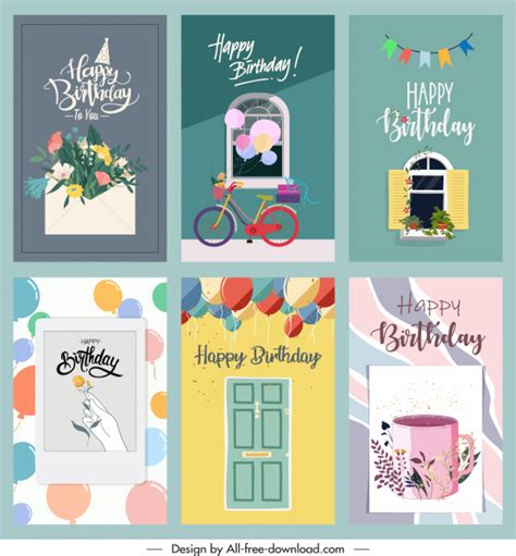Happy Birthday Card Design Template Vectors Graphic Art Designs In
