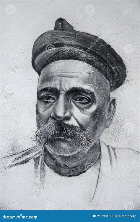 Portrait Of Bal Gangadhar Tilak Freedom Fighter Dapoli Editorial