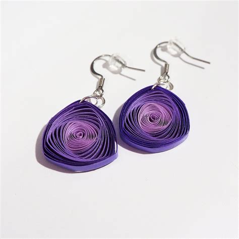 Unique paper anniversary gifts for her. Purple Vortex Quilled Paper Earrings | Unique Handmade ...