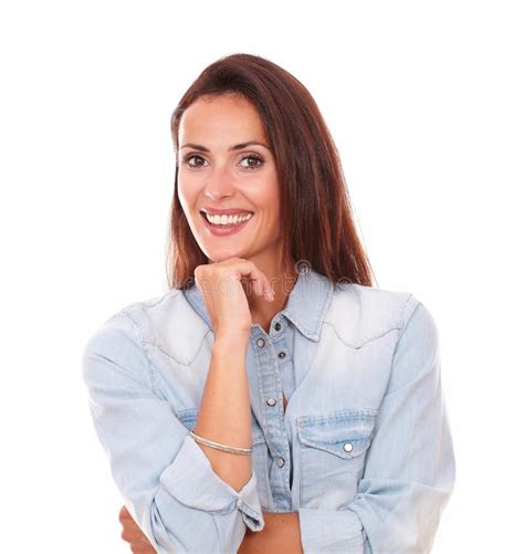 Satisfied Woman Smiling At You Stock Photo Image Of Isolated