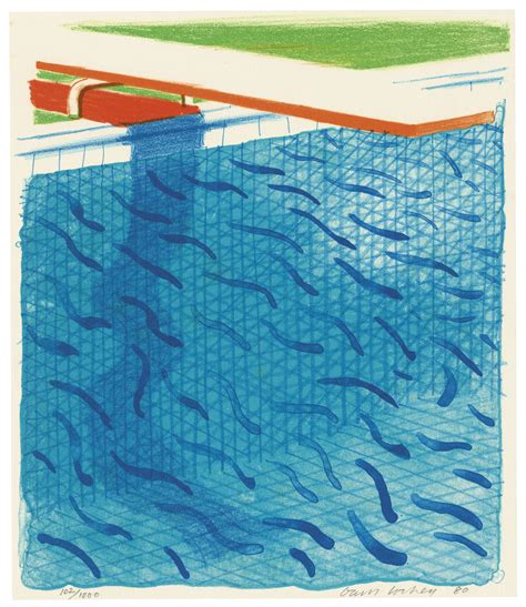 David Hockney B 1937 Pool Made With Paper And Blue Ink For Book