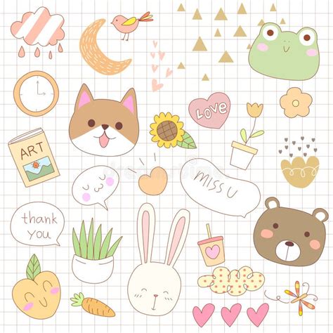 Hand Draw Pastel Cute Set Stock Vector Illustration Of Number 252513701