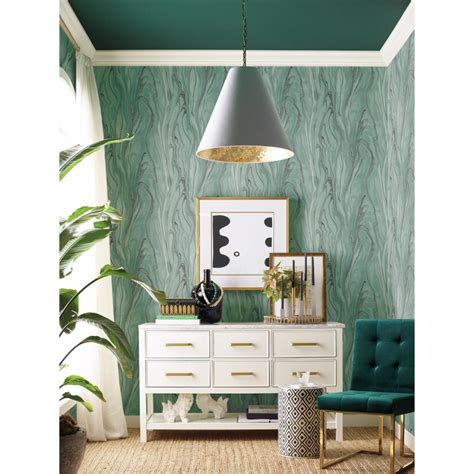 York Wallcoverings Impressionist Green Liquid Marble Wallpaper Cl2576