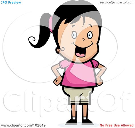 royalty free rf clipart illustration of a sassy girl with her hands on her hips by cory thoman