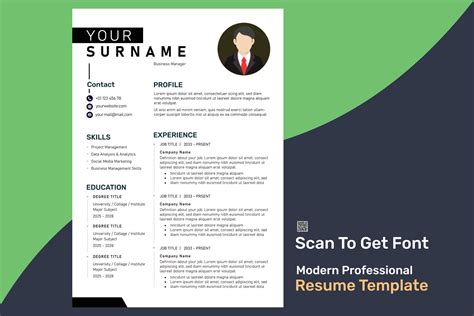 Best Modern Resume Template Page Professional Presentation CV For