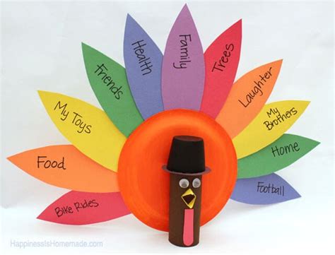 Thanksgiving Kids Craft Gratitude Turkeys Happiness Is