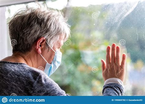 Fear Older Woman Looking Window Stock Photos Free And Royalty Free