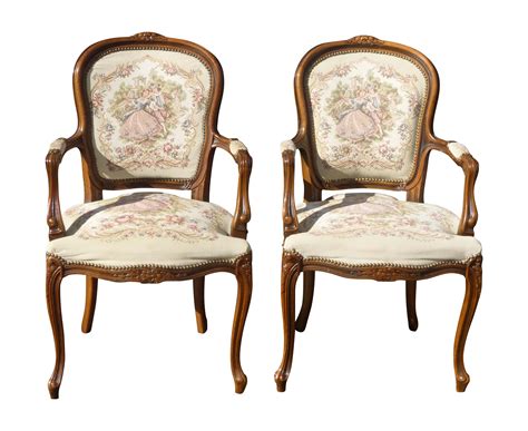 Vintage French Provincial Accent Arm Chairs - Pair | Chairish