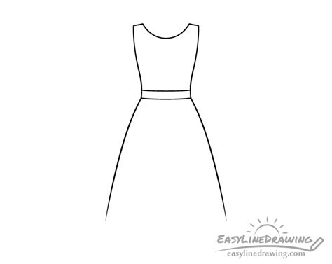 How To Draw A Dress Step By Step Easylinedrawing