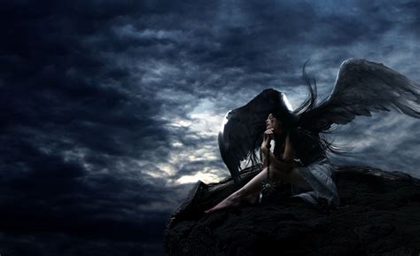 검은 천사 벽지 하늘 cg 삽화 어둠 날개 소설 속의 인물 WallpaperUse