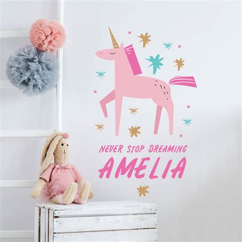 Personalised Childrens Magical Unicorn Wall Sticker By Oakdene Designs