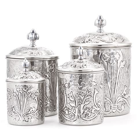 old dutch international 4 pc art nouveau stainless steel canister set