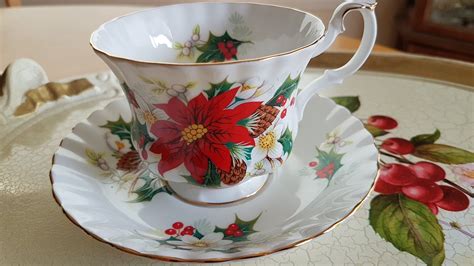Vintage Royal Albert Bone China Yuletide December Cup Saucer Etsy Christmas Tea Tea Cups