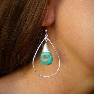 Turquoise Teardrop Earrings Sterling Silver Turquoise Etsy