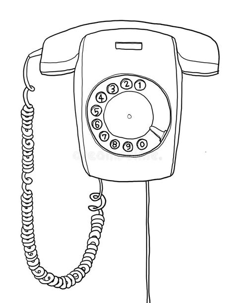 Telephone Wall Hanging Vintage Retro Industrial Hand Drawn Line Stock