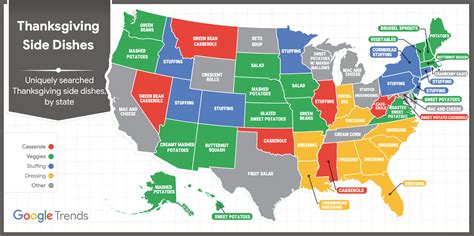 With green bean casserole, mashed potatoes, stuffing & more, you're sure to find recipes you love. The Most Popular Thanksgiving Side Dishes by State