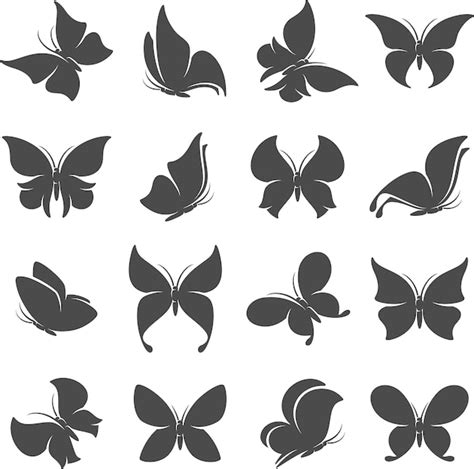 Mariposas Conjunto Colección Mariposa Iconos Vector Vector Premium