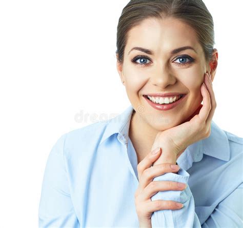 Smiling Business Woman Isolated Portrait White Ba Stock Image Image