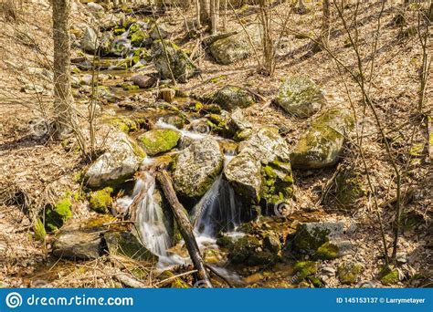 Cascading Waterfalls In The Blue Ridge Mountains Stock