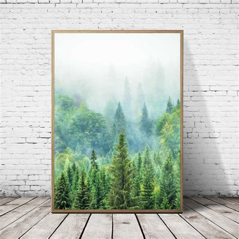 Scandinavian Forest Photography Wall Art Canvas Painting Pine Forest