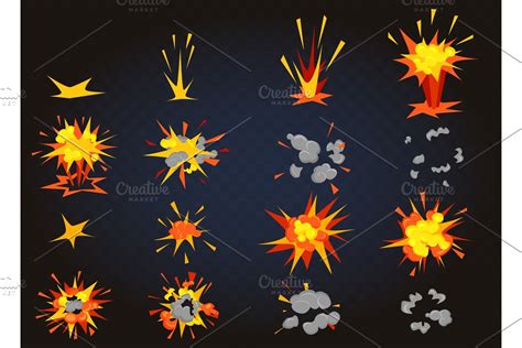 Game Cartoon Boom Explosion Effect Pre Designed Vector Graphics