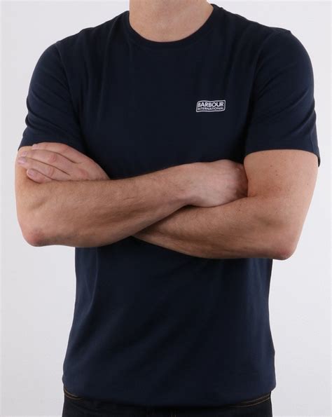 Barbour Small Logo T Shirt In Navy 80s Casual Classics