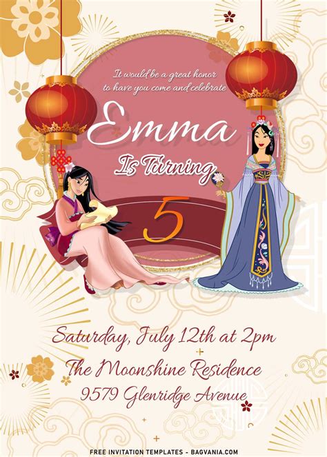 8 Disney Mulan Birthday Invitation Templates Free Printable Birthday
