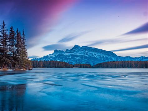 Wallpaper Banff National Park Mountain Pink Sky Landscape Canada