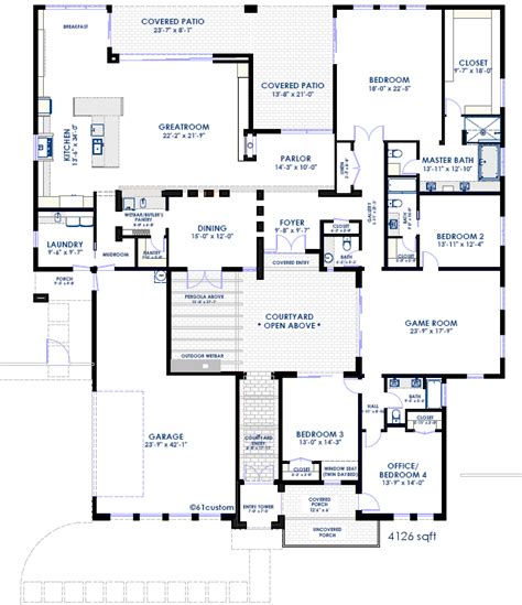 Modern Courtyard House Plan 61custom Contemporary