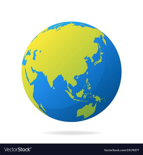 Earth Globe With Green Continents Modern 3d World Vector Image