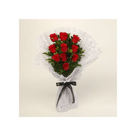 Elegant Vibe Red Roses Fresh Bouquet Ferns N Petals Price Buy