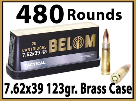 belom 7 62x39 123gr brass case fmj 480 rounds