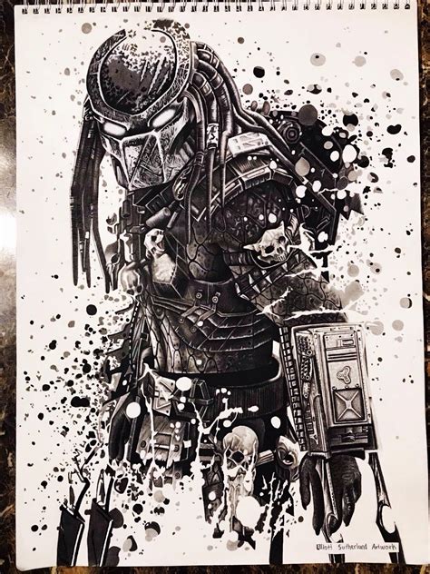 One Of My Recent Drawings I Finished Predator Done In Charcoal And