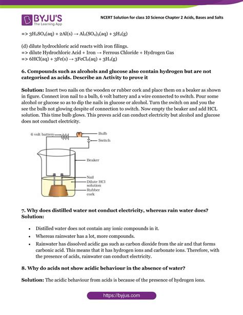 NCERT Solutions For Class 10 Science Chapter 2 Acid Bases And Salts