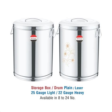 mintage mirror stainless steel storage box drum laser eteching at rs 925 kg in new delhi