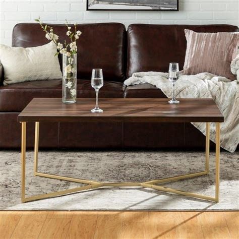 Maybe you would like to learn more about one of these? Contemporary Dark Walnut & Gold Y-Leg Coffee Table | Gold ...