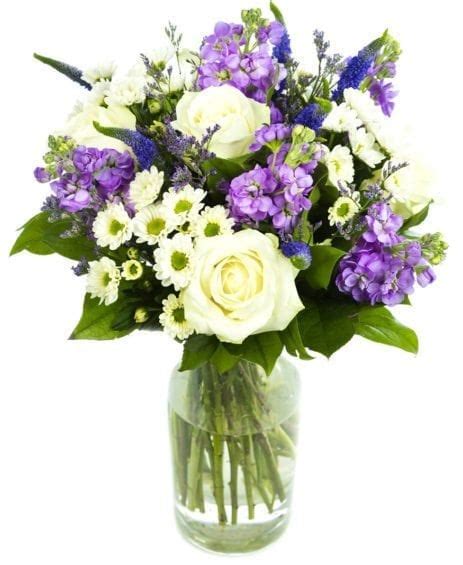 In addition to popular favorites like roses, orchids, and hydrangeas, you'll find that there. Mixed Cream and Purple Bouquet - Perfect flowers for a ...