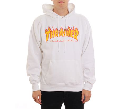 Thrasher Flame Logo Hoodie White Boardvillage Streetwear