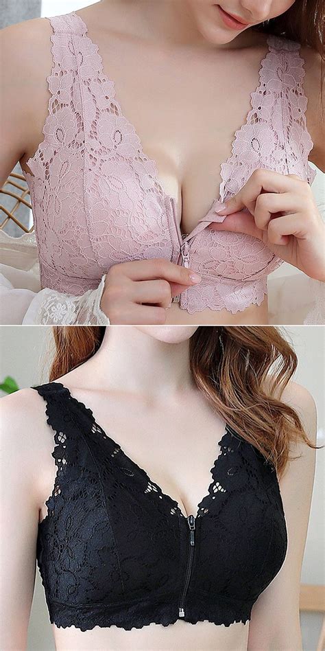 Wireless Lace Zip Front Full Coverage Push Up Bras в 2020 г с изображениями Нижнее белье