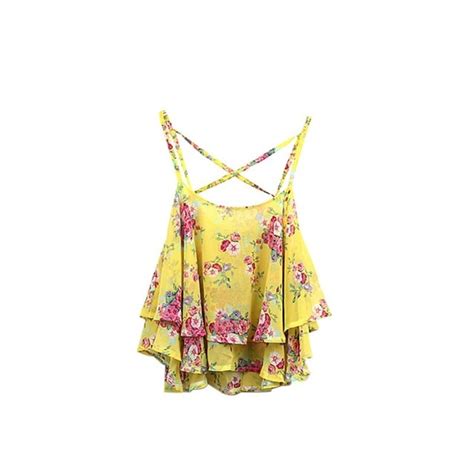 Women Shirts Tanks Top Summer Clothing Spaghetti Strap Floral Print