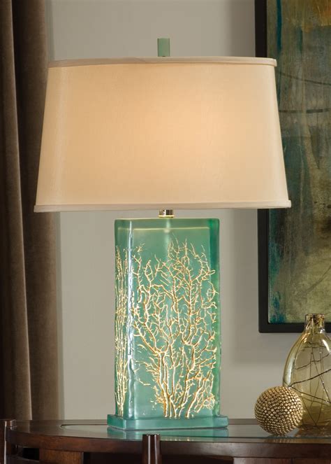 Aqua Translucent Table Lamp Coastal Decor Decor Coastal Living Rooms